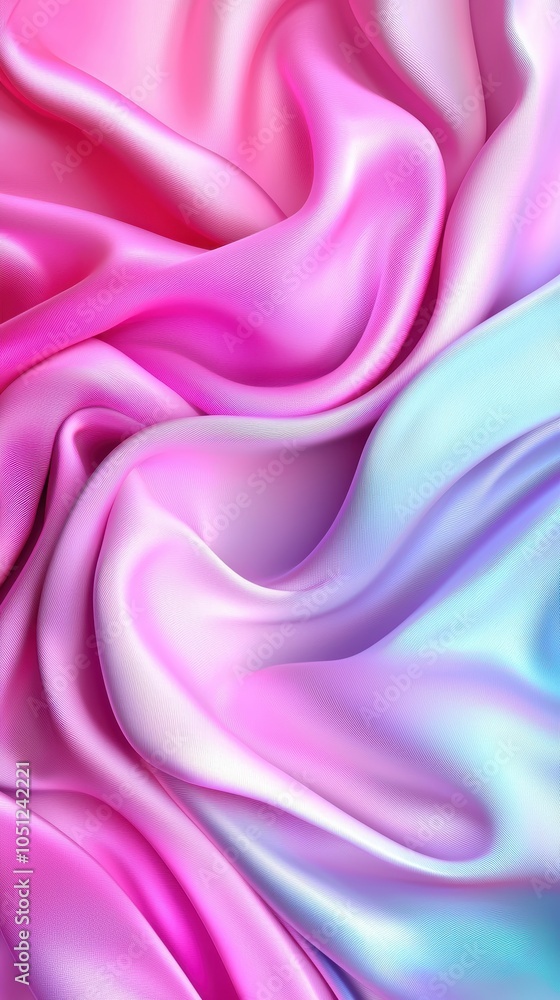 Fototapeta premium A pink, purple, and blue fabric with a wave pattern