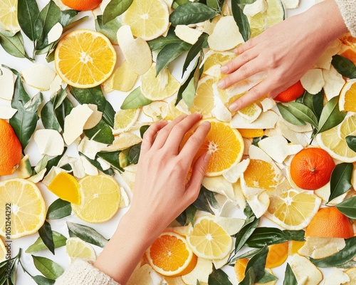 Hands Crafting Citrus Peel Decor for Eco-Friendly Holiday Season