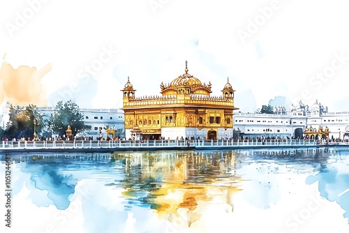 Pastel crayons sketch of Sri Harmandir Sahib, The Golden Temple in Punjab India.