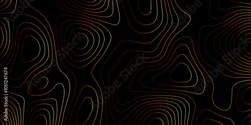 Abstract gradient multicolor on black background with Topographic line map pattern. Topographic map lines, contour background. wavy and curved lines background. Geographic map .	