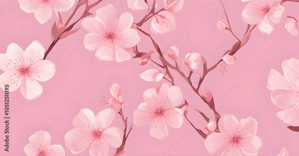 Minimalistic abstract illustration of cherry blossoms Minimalistic abstract illustration of cherry blossoms