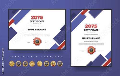 Certificate of appreciation or Award diploma template design and vector golden Luxury premium badges design