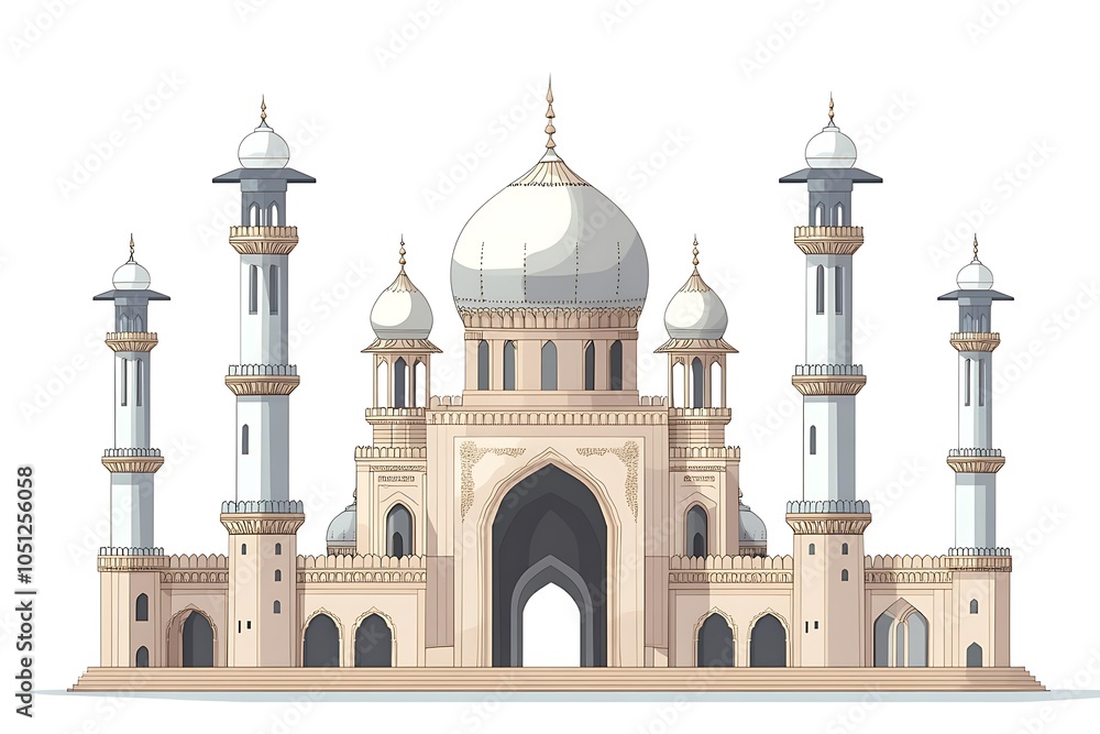 Obraz premium Taj Mahal on white background. 3d illustration.
