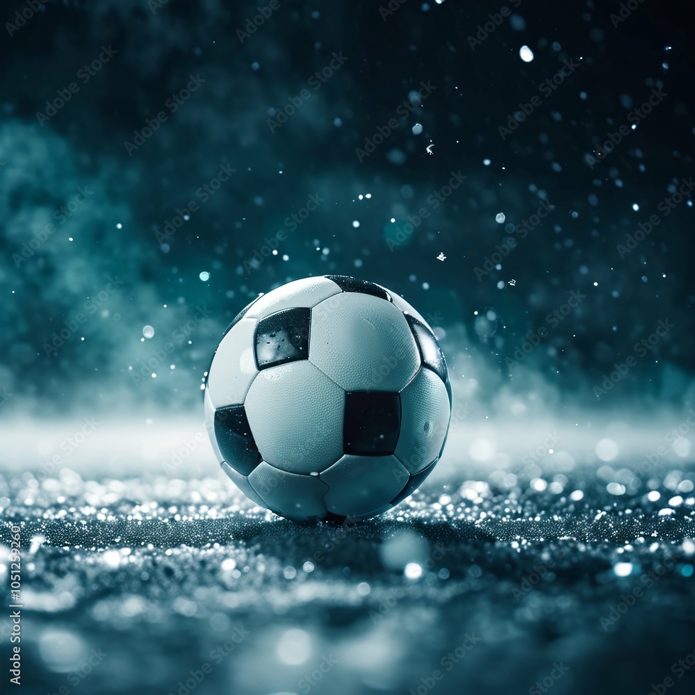 Fototapeta premium soccer ball on snow