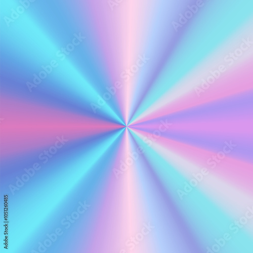 Holographic sticker, radial perspective rainbow effect, iridescent foil pattern for tag, adhesive tape vector background