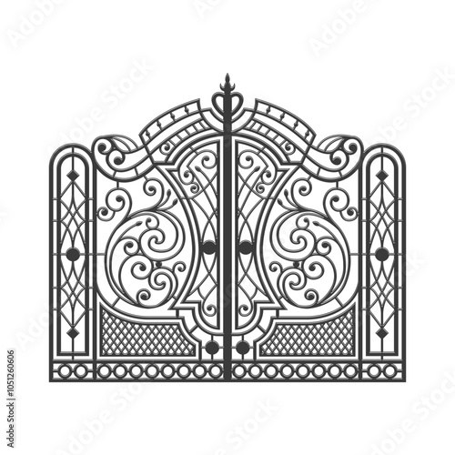 Vector detail of classic gate ornament design on white background. Vector eps 10