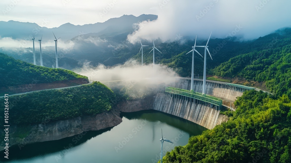 Fototapeta premium The future of green energy lies in the integration of various renewable sources.