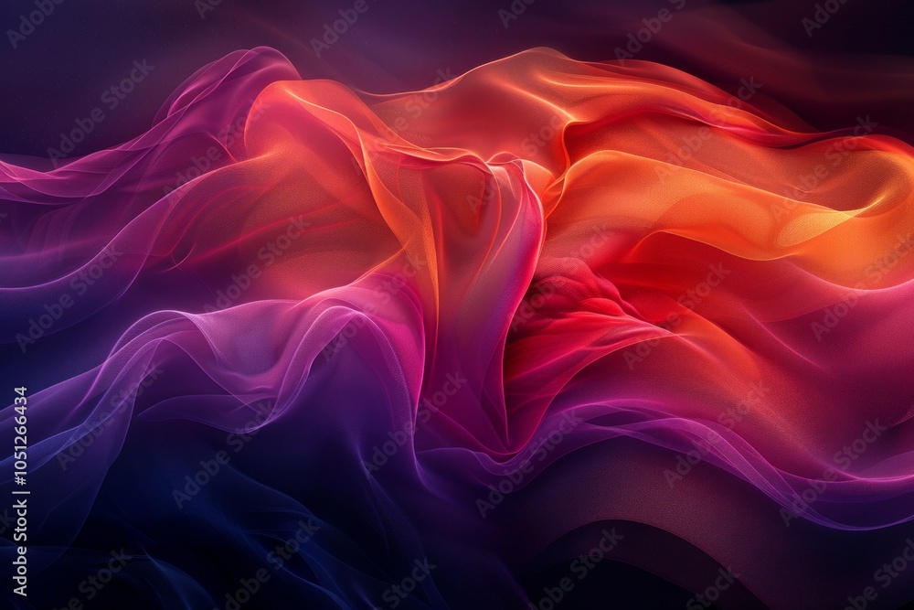 Obraz premium Abstract background with soft waves of blue, purple, and orange. AI generative.