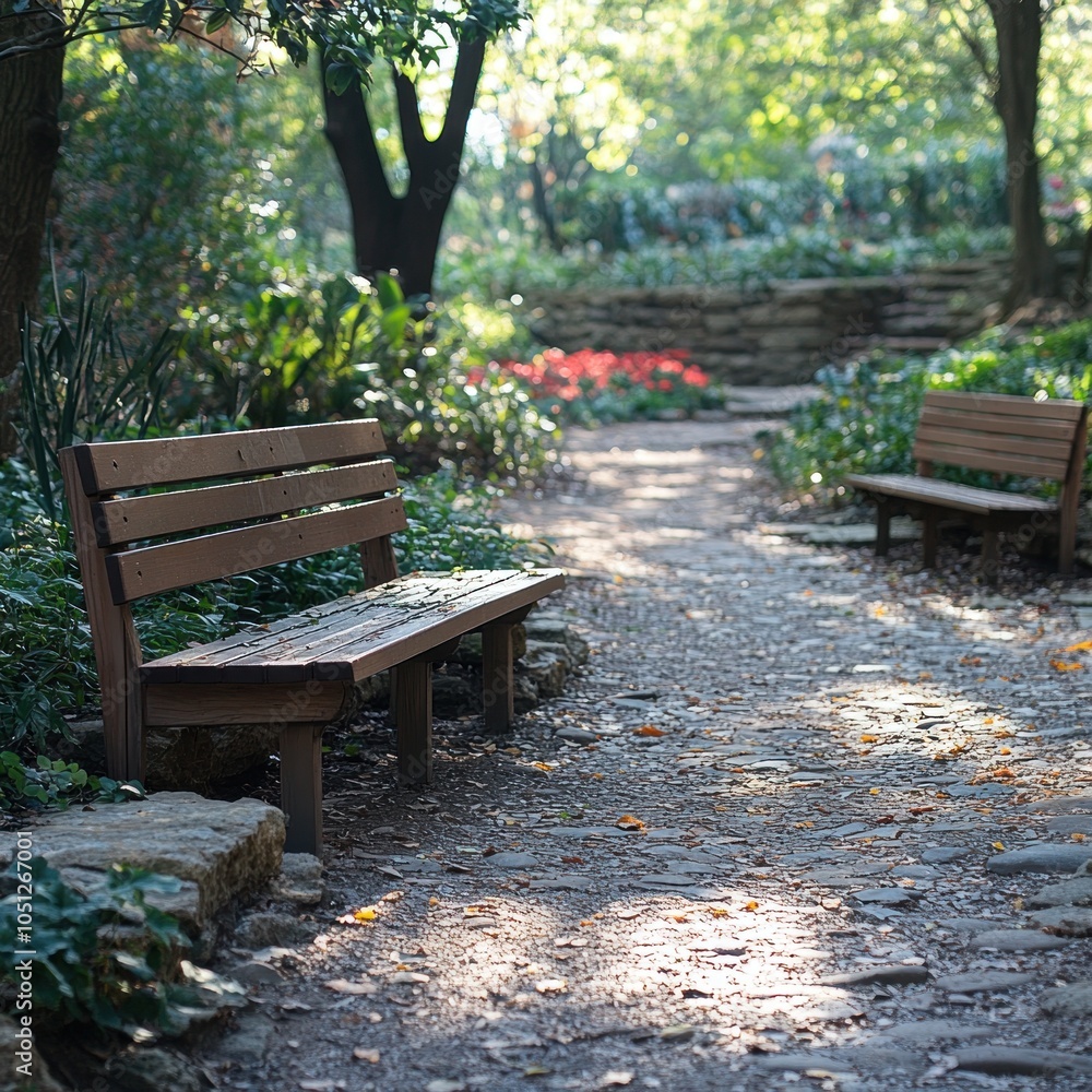 Solitude on a Stone Path in a Garden Solitude on a Stone Path in a Garden
