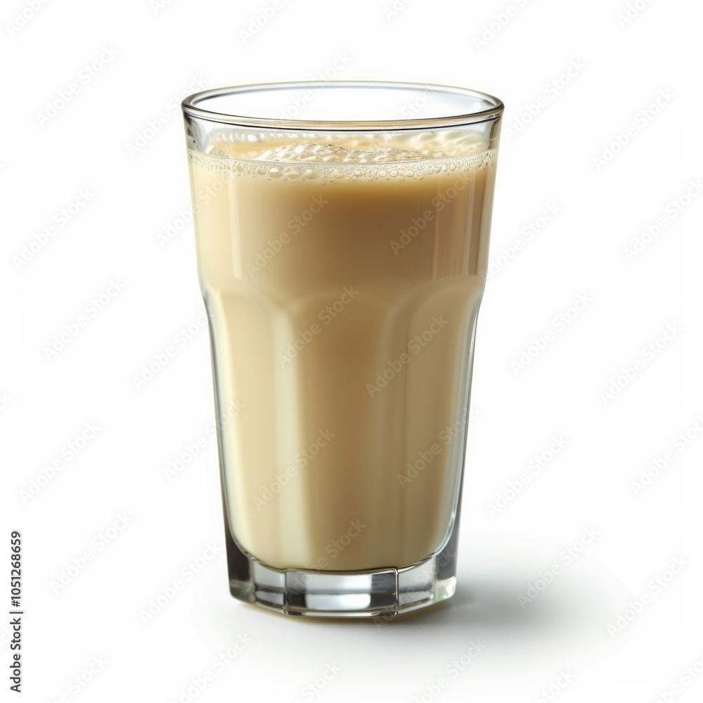 Glass of creamy milk with a light brown shade. AI generative. Glass of creamy milk with a light brown shade. AI generative.