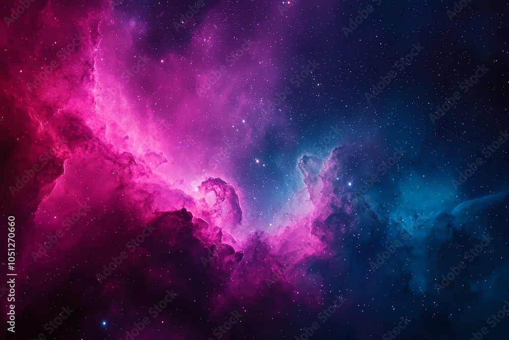 Stunning cosmic scene featuring vibrant pink and blue nebulae against a deep space backdrop, captivating the beauty of the universe. Stunning cosmic scene featuring vibrant pink and blue nebulae against a deep space backdrop, captivating the beauty of the universe.