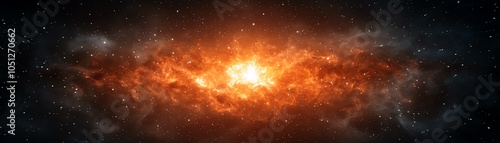 Stunning cosmic explosion showcasing vivid orange hues against a backdrop of deep space, evoking wonder and mystery of the universe.