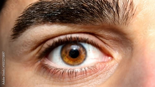 Close-up of a man’s blinking brown eye