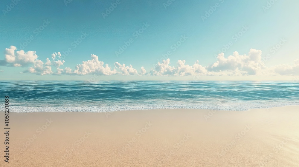 Tropical beach with soft sand and clear blue sea, peaceful empty seaside landscape perfect for relaxation and escape Tropical beach with soft sand and clear blue sea, peaceful empty seaside landscape perfect for relaxation and escape