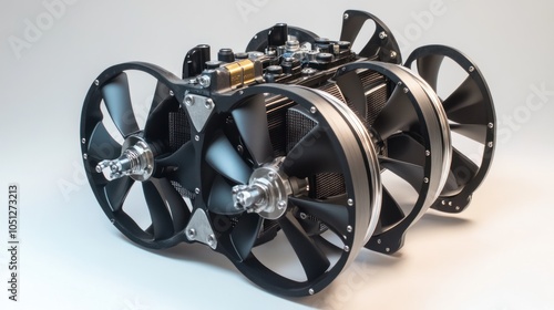 Drone Engine - Compact drone engine in a sleek design, focusing on small size and high efficiency, ideal for technology and aerospace themes. photo