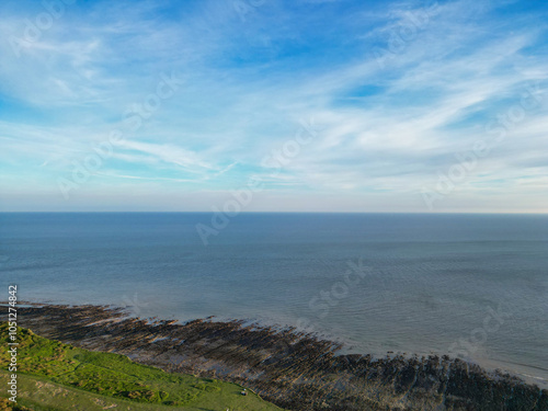 Wallpaper Mural High Angle View of British Tourist Attraction of United Kingdom at Beachy Head headland Sea View and Ocean at Eastbourne, East Sussex, England. Drone's Camera Footage Was Captured on May 10th, 2024 Torontodigital.ca