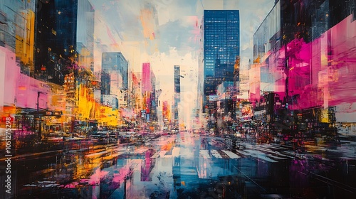 Vibrant cityscape a colorful urban experience in modern architecture