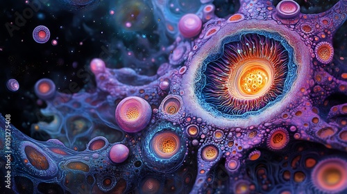 Exploring the vibrant universe of microbial life in abstract art