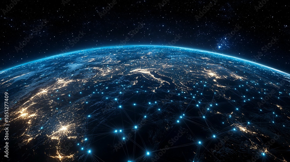 Obraz premium Earth at Night with Interconnected Cities