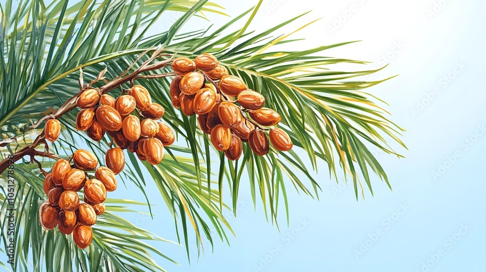 Fototapeta premium dates grow on a palm tree nature 