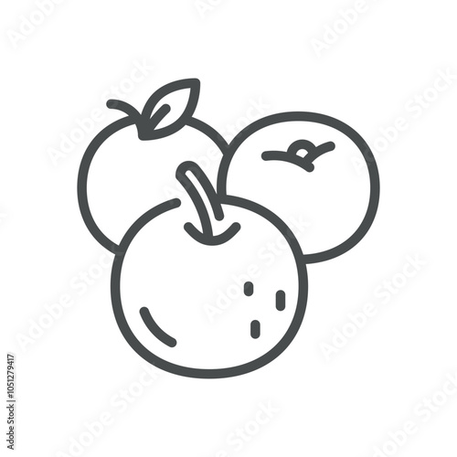 Bunch of Apples Icon. Simple Line Illustration of Multiple Apples, Representing Fresh Organic Fruit, Apple Picking and Healthy Produce.
