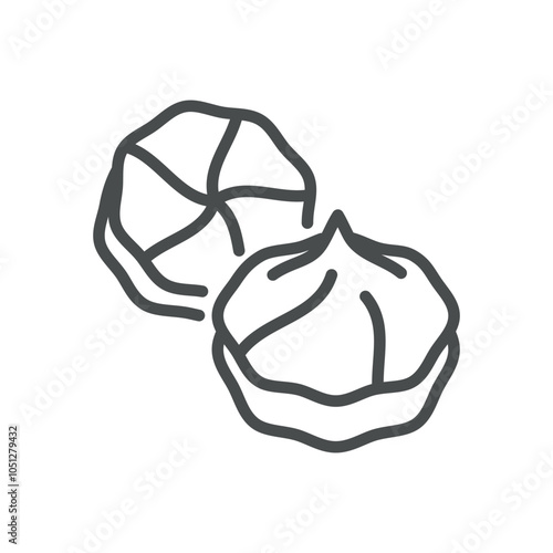Apple Zephyr Icon. Simple Line Illustration of Apple-Flavored Marshmallow Creamy Swirl Zefir Representing Organic Foam Sweets and Traditional Desserts.