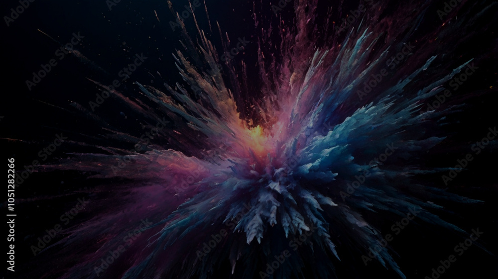 Abstract Vivid colorful Powder Explosion Art with Rainbow of Colors Exploding with Excitement. Cascade of Colors in a Freeze Moment with Artistic Explosion. Abstract Vivid colorful Powder Explosion Art with Rainbow of Colors Exploding with Excitement. Cascade of Colors in a Freeze Moment with Artistic Explosion.