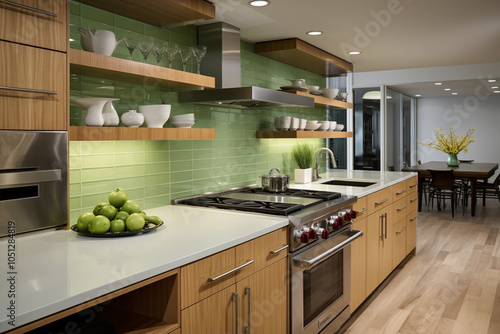 Sustainable and Eco-Friendly Kitchen with Green Features, Emphasizing Environmentally Conscious Design and Modern Functionality – Generative AI