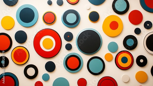 Colorful abstract circular patterns on a modern wall decor photo