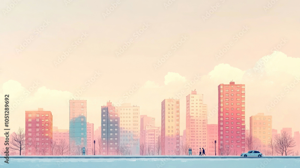 Obraz premium Colorful residential buildings in the city