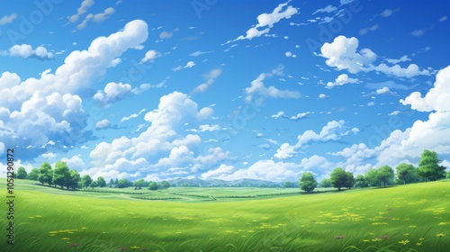 Fototapeta Naklejka Na Ścianę i Meble -  Stunning summer sunrise over polonina wetlinska in bieszczady mountains, poland, with a beautiful green alpine meadow and clear blue sky, capturing the tranquil beauty of untouched nature in vibrant m