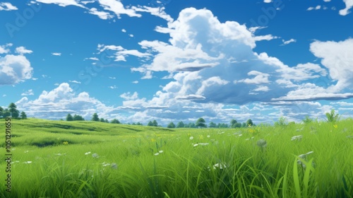 Fototapeta Naklejka Na Ścianę i Meble -  Stunning summer sunrise over polonina wetlinska in bieszczady mountains, poland, with a beautiful green alpine meadow and clear blue sky, capturing the tranquil beauty of untouched nature in vibrant m