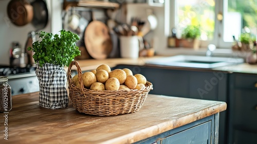 Wallpaper Mural Charming Kitchen Display with Fresh Potatoes Torontodigital.ca