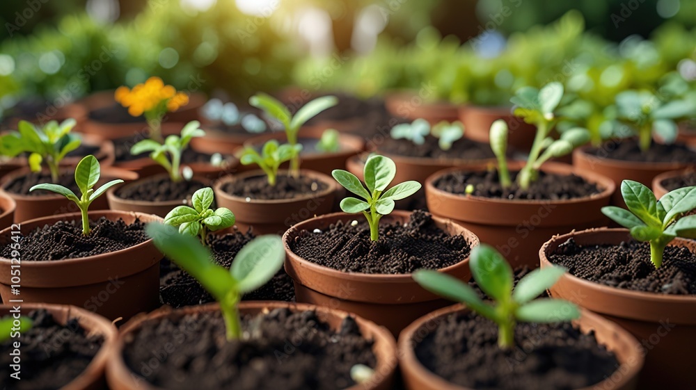 Concept of plants growing in the garden, eco concept Concept of plants growing in the garden, eco concept