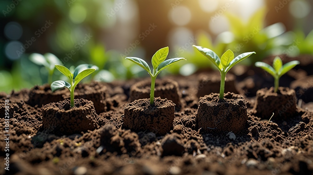 Fototapeta premium Concept of plants growing in the garden, eco concept