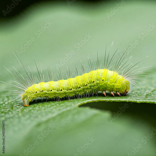 Tableau sur toile caterpillar on a leaf