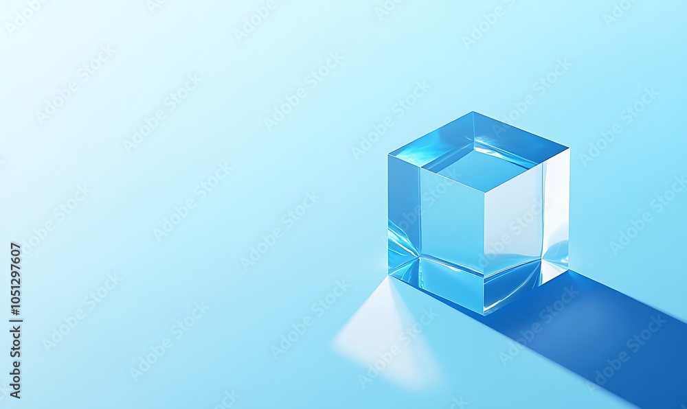 Minimalist isometric cube made of blue glass, blue background design, isosceles triangle in the middle, minimalism design, blue color theme design, illustration, Minimalist isometric cube made of blue glass, blue background design, isosceles triangle in the middle, minimalism design, blue color theme design, illustration,