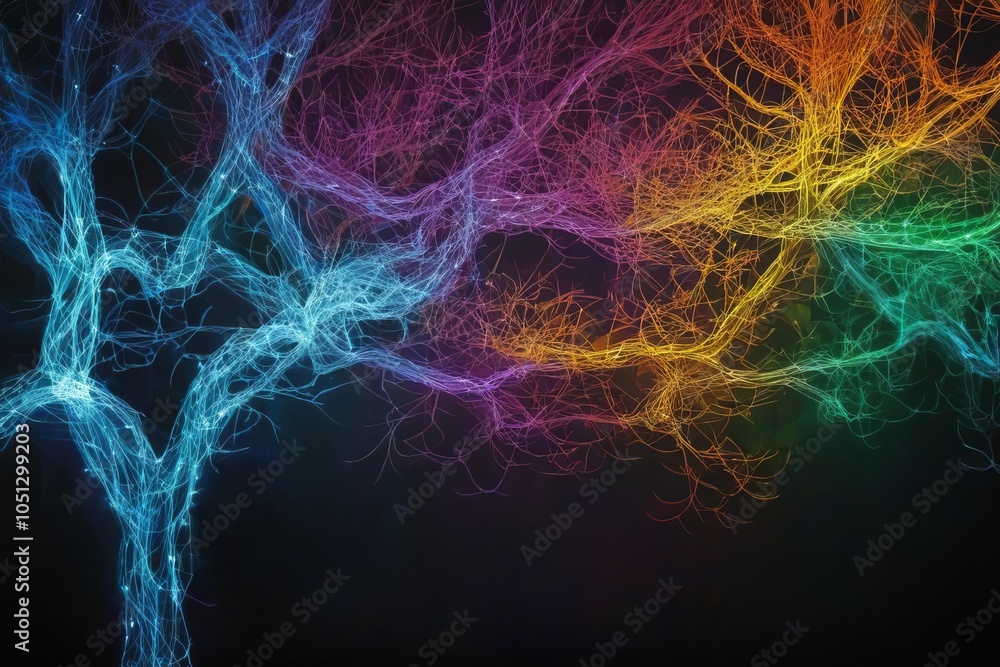 Fototapeta premium Abstract image of glowing tree branches, background.