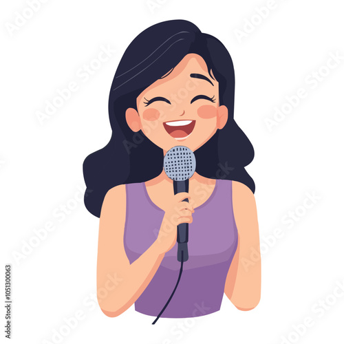 a girl holding up a microphone to sing