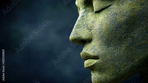 Serene green sculpture representing inner tranquility and reflection