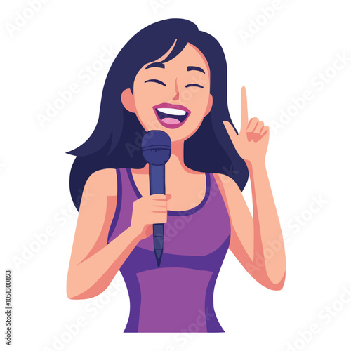 a girl holding up a microphone to sing