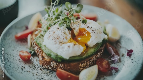 Vibrant Whole Grain Toast with Avocado and Poached Eggs