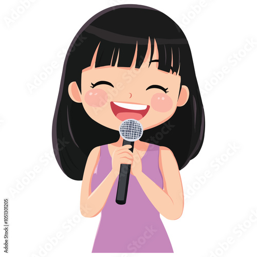 a girl holding up a microphone to sing