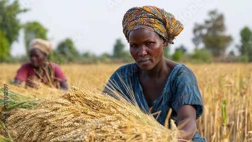 Empowering women in agriculture a glimpse into wheat harvesting photo