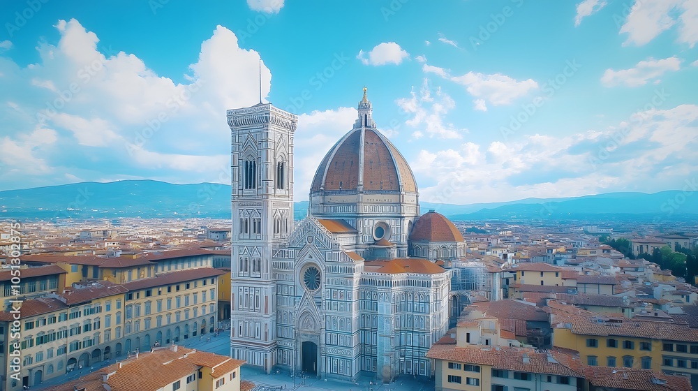 Fototapeta premium Stunning aerial view of florence cathedral and cityscape