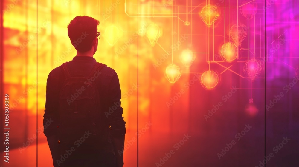 Silhouette of a Person Against a Colorful Background Silhouette of a Person Against a Colorful Background