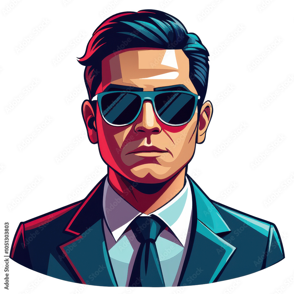 Stylish man in suit and sunglasses on white background Stylish man in suit and sunglasses on white background
