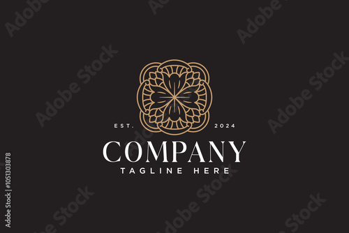 tulip flower with leaf curve abstract logo design. feminine tulip petal decor line art logo template. beauty tulip floral ornament symbol logo. minimalist tulip bud botanic geometric logo design