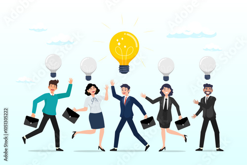 Businessman with bright lightbulb, solution expert solving problem or leader giving advise in meeting discussion, thinking for solution, creativity or professional to help, eureka moment concept