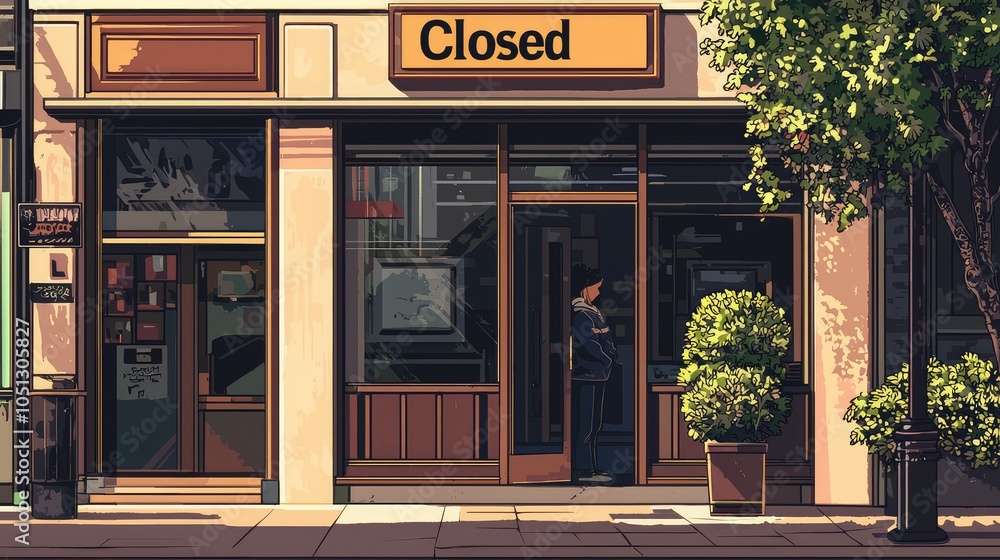 Fototapeta premium Simple Illustration of a Closed Storefront